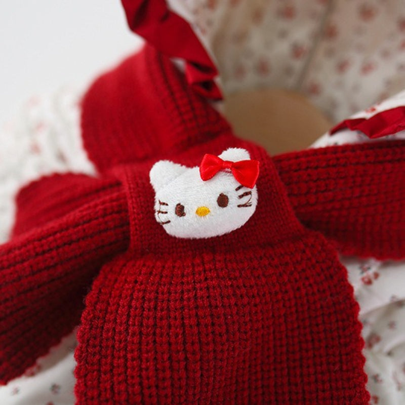 Girls' Winter Floral Print Scarf Hooded Cotton Coat