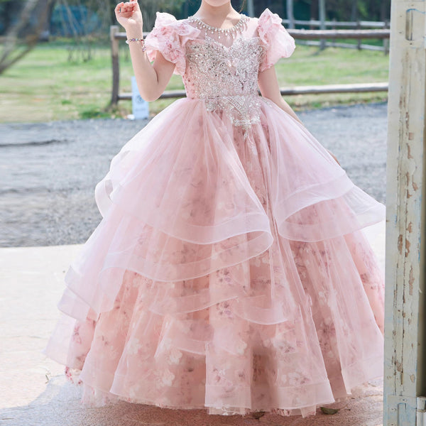 Girls Birthday Dress Girl Pink Princess Dress Children's Pageant Dress