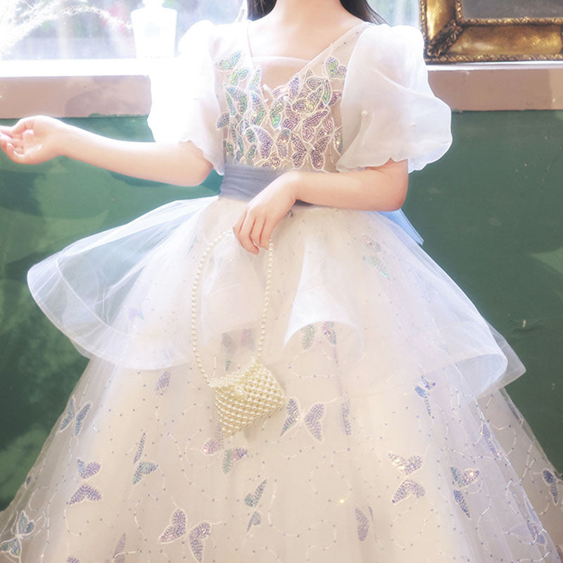 Butterfly Sequin Mesh Girls Princess Dress