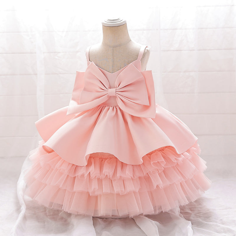 Elegant Baby Girls Sleeveless Big Bow Cake Tutu Toddler Prom Princess Dress