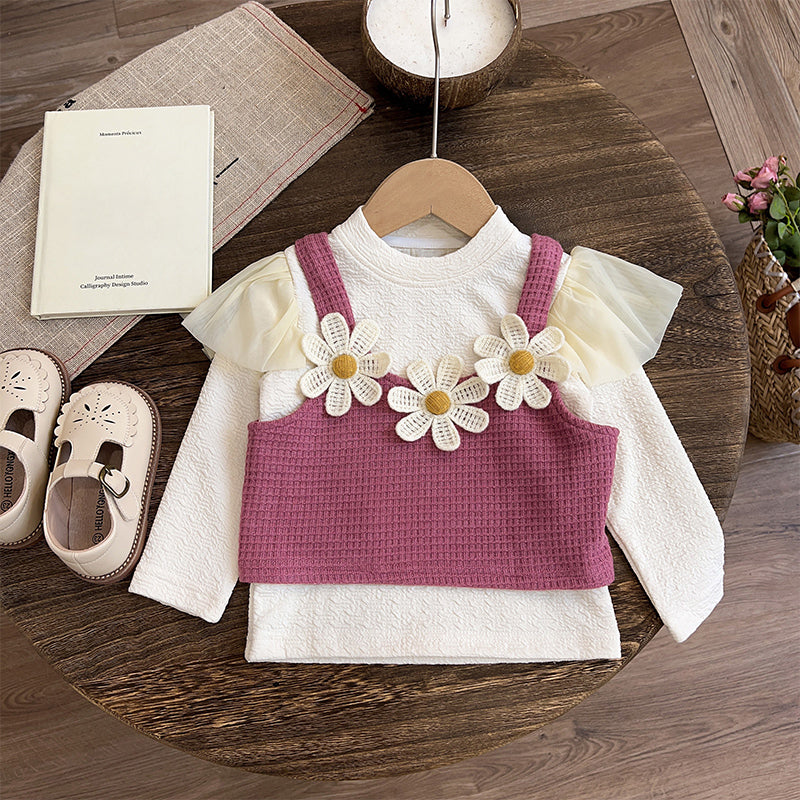 New Season Baby Girl Flower Children's Clothing Three Piece Set