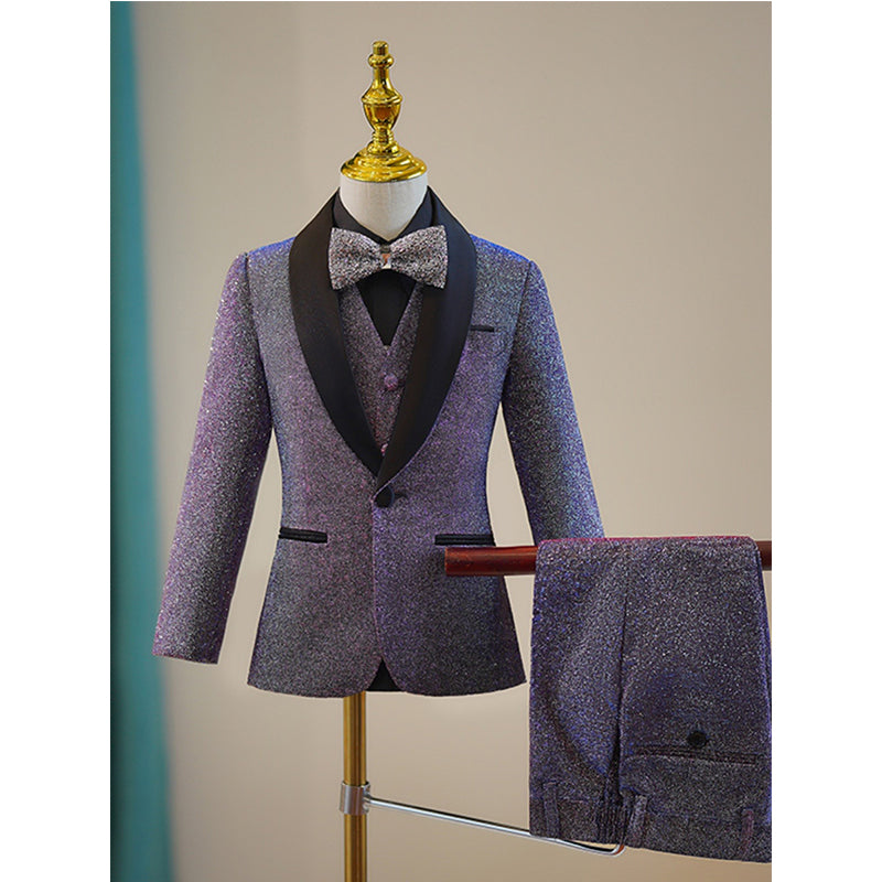 Boys Purple Suit with Fine Glitter Birthday Suit