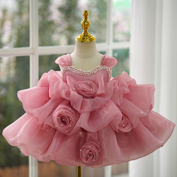 Elegant Baby Girls Pink Flower Girl One-year-old Princess Toddler Beauty Pageant Dress Elegant Baby Girls Pink Flower Girl One-year-old Princess Toddler Beauty Pageant Dress