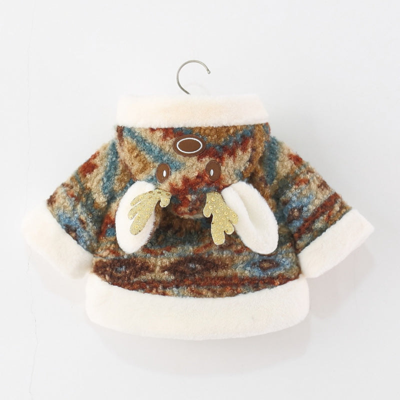 Girls' Winter Retro Deer Antler Cartoon Shawl