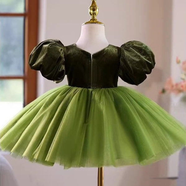 Girls Birthday Dress Children's Party Princess Dress Flower Girl Green Dress