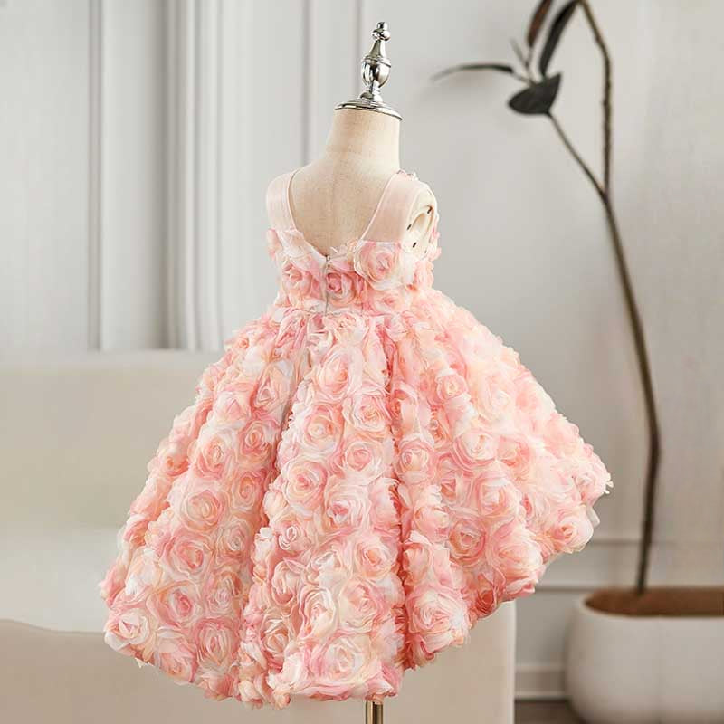 Girls Pink Birthday Dress Flower Girl Wedding Dress Princess Dress
