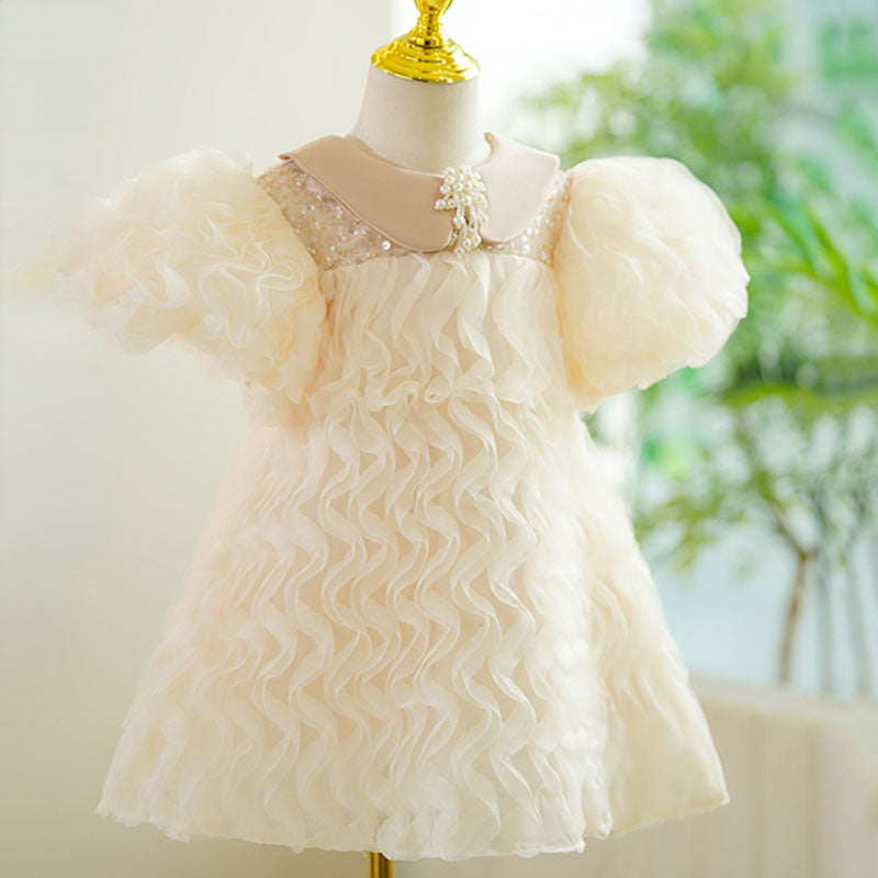 Baby Girl Wedding Party Puff Sleeve Doll Collar Communion Princess Dress