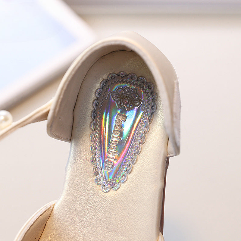 Girls Rhinestone Pearl Closed Toe Princess Shoes