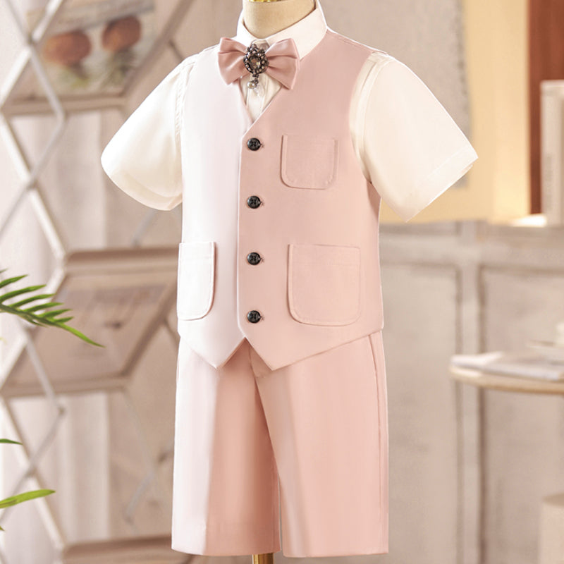 Baby Boys Summer Gentleman Pink Outfits Suits