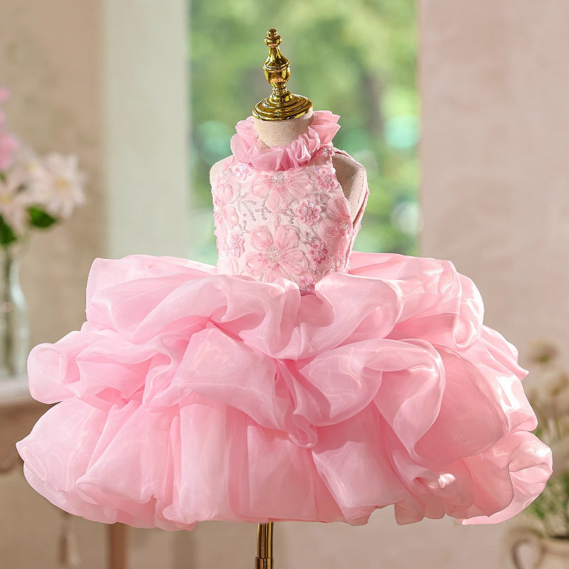 Girls Pink Birthday Dress Flower Girl Princess Dress Girls Prom Dress