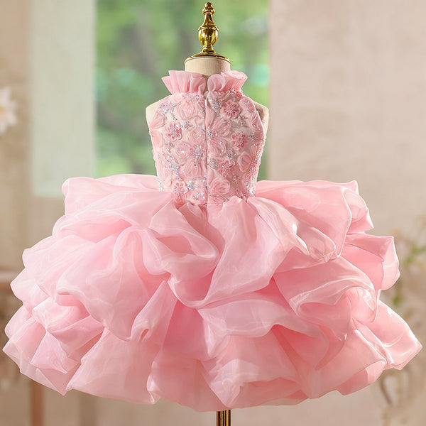 Girls Pink Birthday Dress Flower Girl Princess Dress Girls Prom Dress