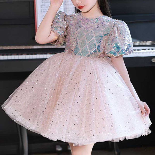 Little Girl's Pink Sequins Birthday Party Princess Dresses