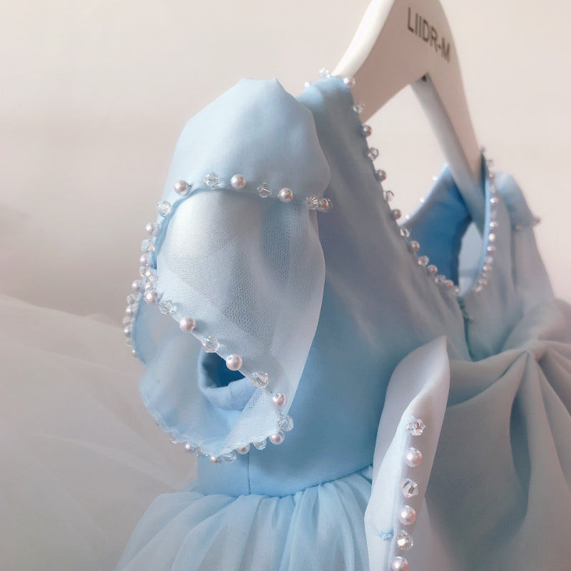 Cute Baby Girl Light Blue Bow Baby Romper
