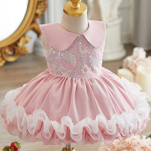 Baby Girl Pink Birthday Princess Dress Flower Girl Wedding Dress