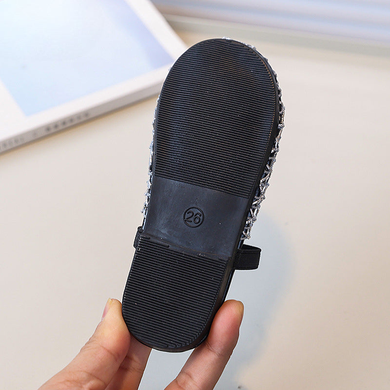 Girls Cute Mesh Woven Toe Flat Slippers