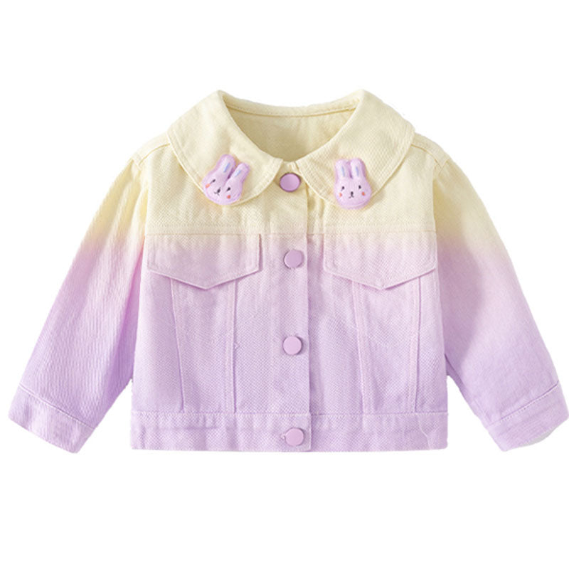 Girls' Denim Jacket Toddler Autumn Gradient Color Cute Jacket
