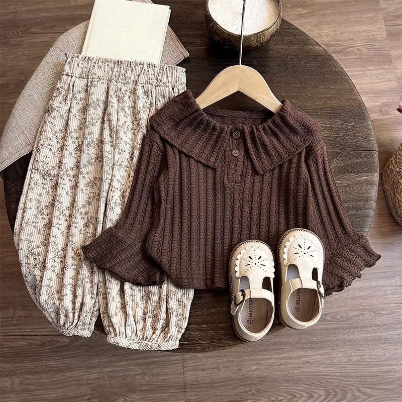 Girls' New T-shirt Sweater and Pants Two-piece Set