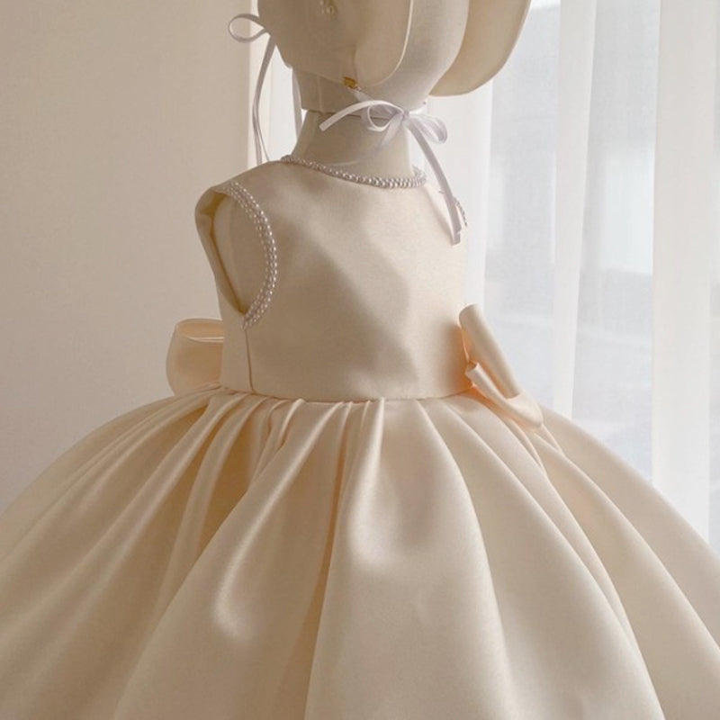 Toddler Prom Dress Little Girl White Baptism Sleeveless Puffy Princess Dress