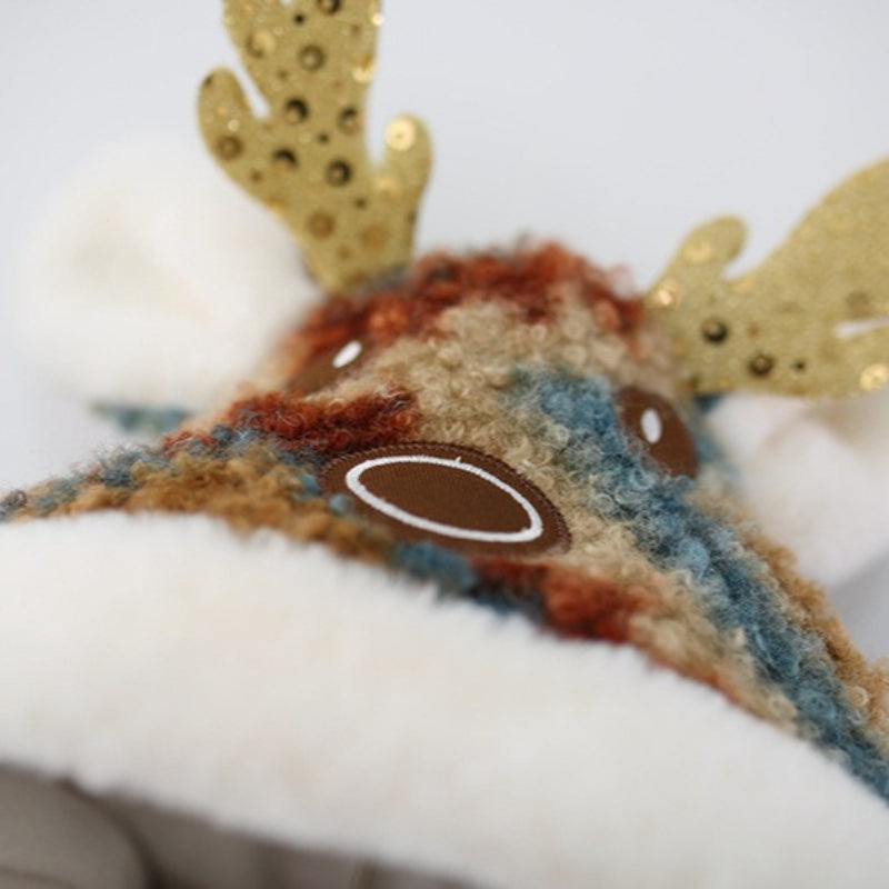 Girls' Winter Retro Deer Antler Cartoon Shawl