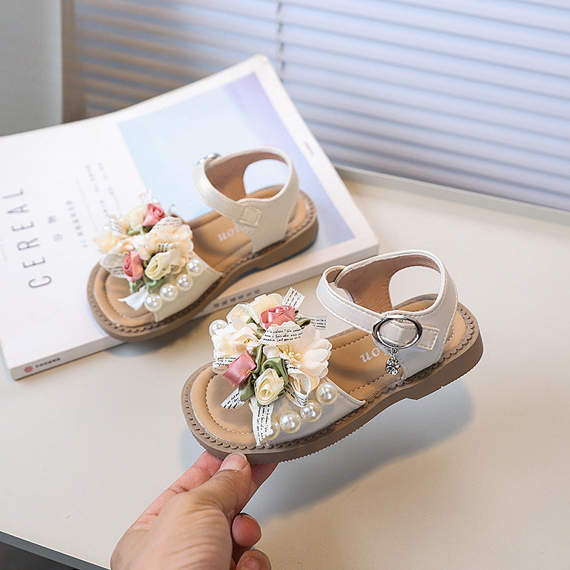 Girls Summer New Flower Soft Bottom Sandals