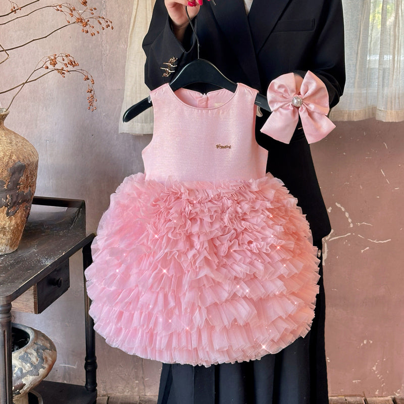 Girls Birthday Princess Dress White Flower Girl Puffy Dress