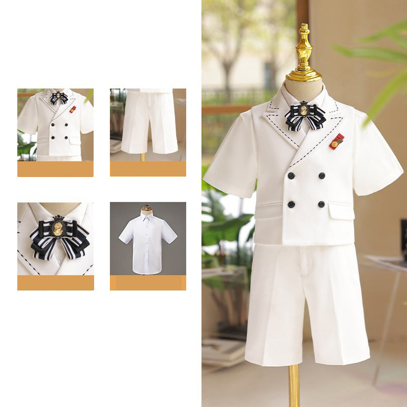 Children's Pure White Suit Set Birthday Party Elegant Suit