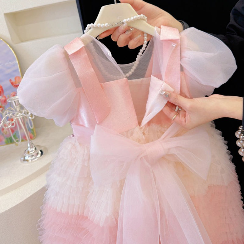 Childrens Birthday Dress Girls Princess Dress Flower Girls Pink Dress