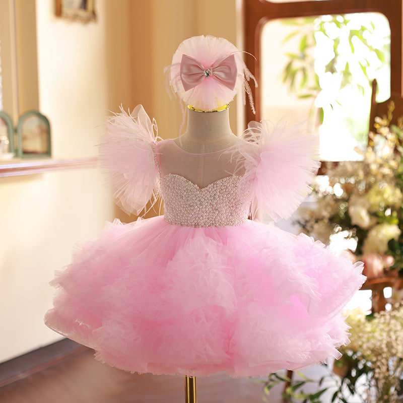 Baby Girl Birthday Party Pearl Chiffon Back Zipper Princess Dress Baby Girl Birthday Party Pearl Chiffon Back Zipper Princess Dress
