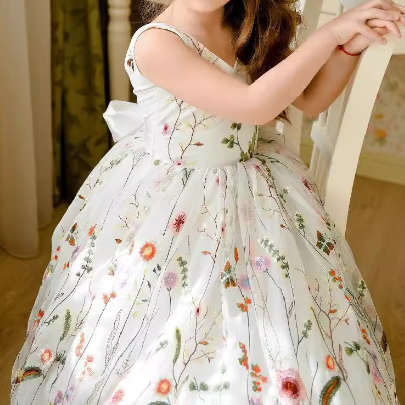 Girls Birthday Dress Sleeveless Flower Girl Princess Dress