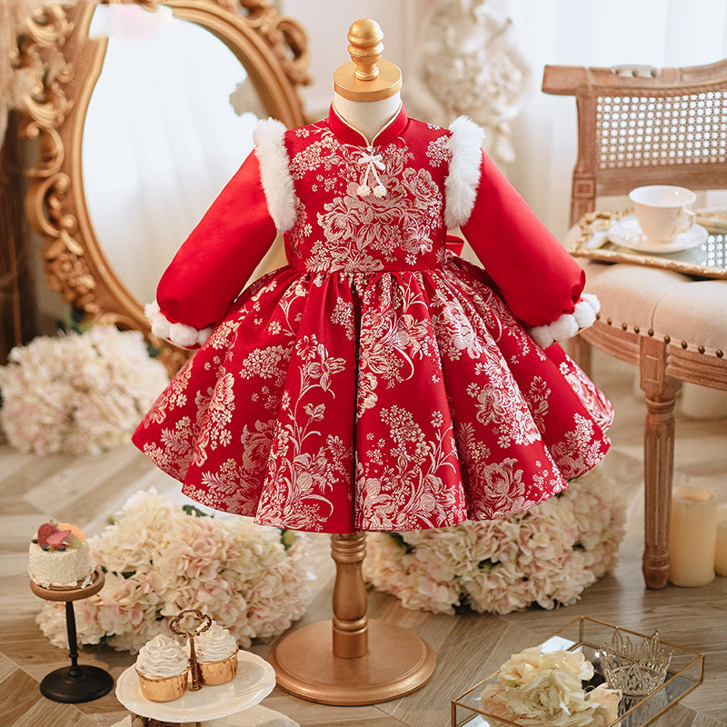 Girls Christmas Embroidery Winter Dress Toddler Long Sleeves Princess Dress, Red / 5-6 Years (130cm) Girls Christmas Embroidery Winter Dress Toddler Long Sleeves Princess Dress, Red / 5-6 Years (130cm)