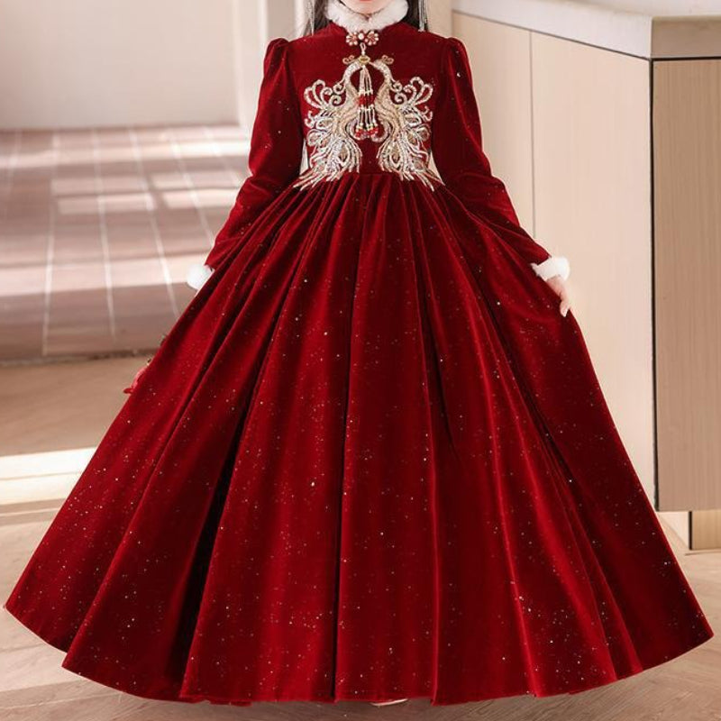 Girls' Christmas Dresses Girls' Birthday Velvet Dresses Children's Ball Princess Dresses