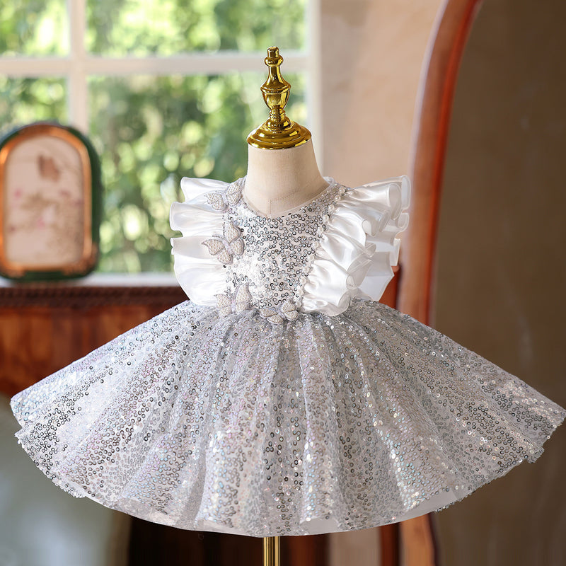 Girls Communion Dress Children's Sequin Birthday Dress Flower Girl Princess Dress