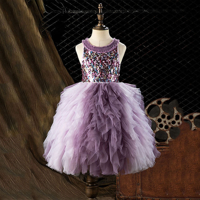 High-end Tulle Purple Sequined Princess Dress