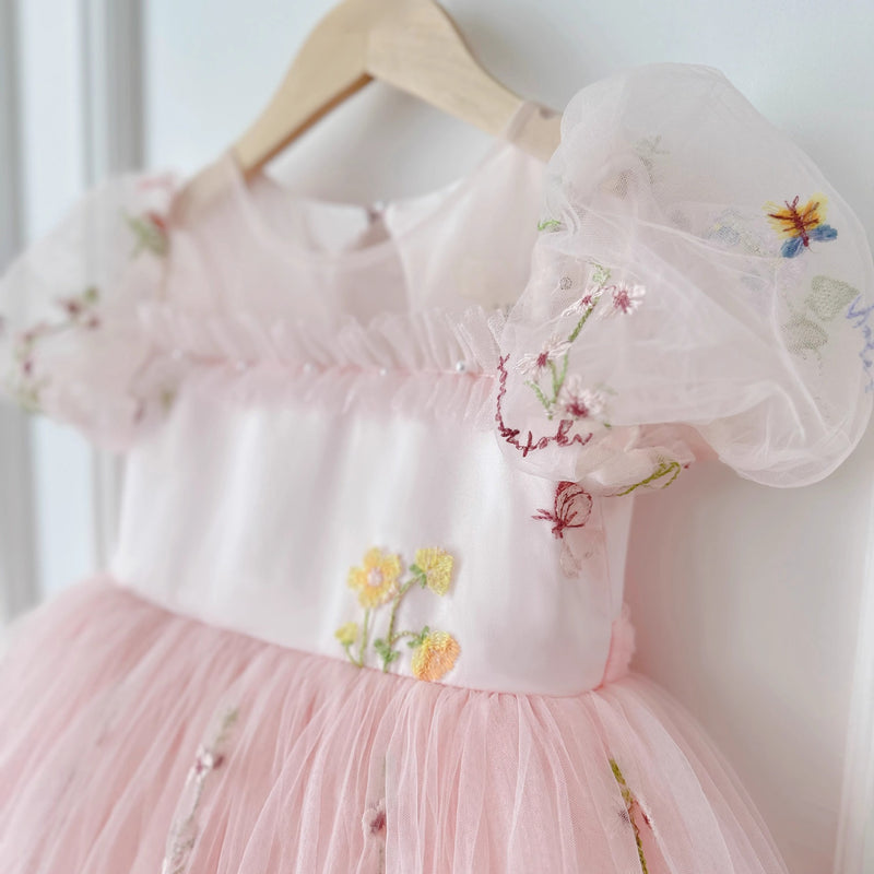 Girls Birthday Dress Girls Cute Embroidered Princess Dress
