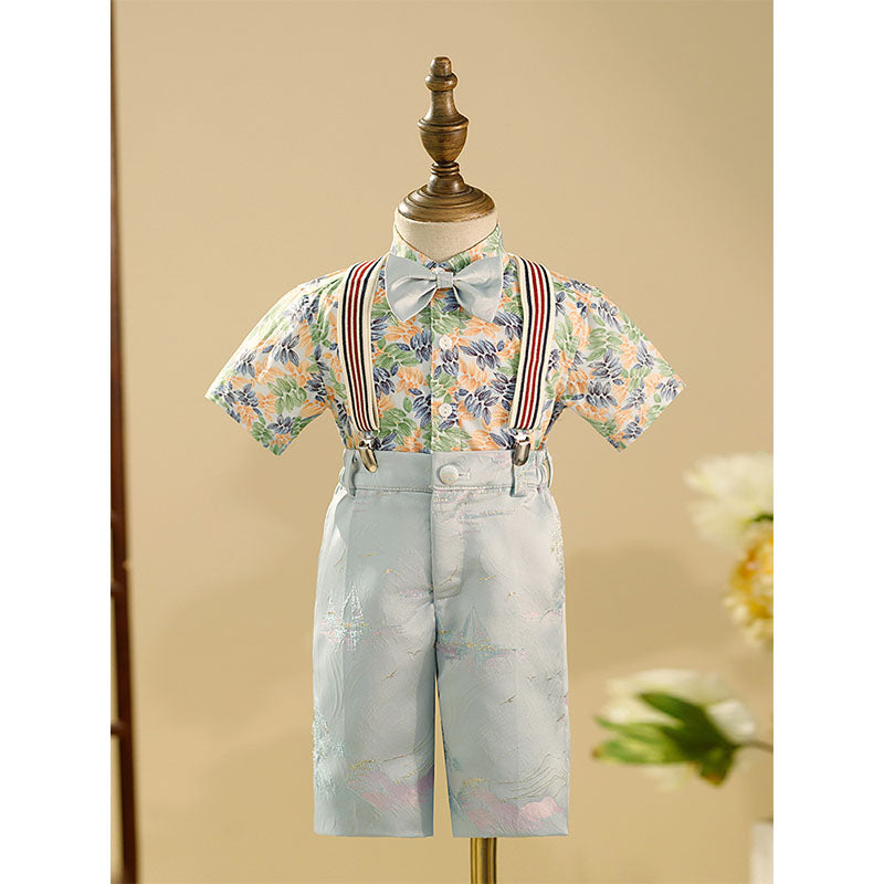 Baby Boy's British Style One-year-old Dress Floral Shirt Suit