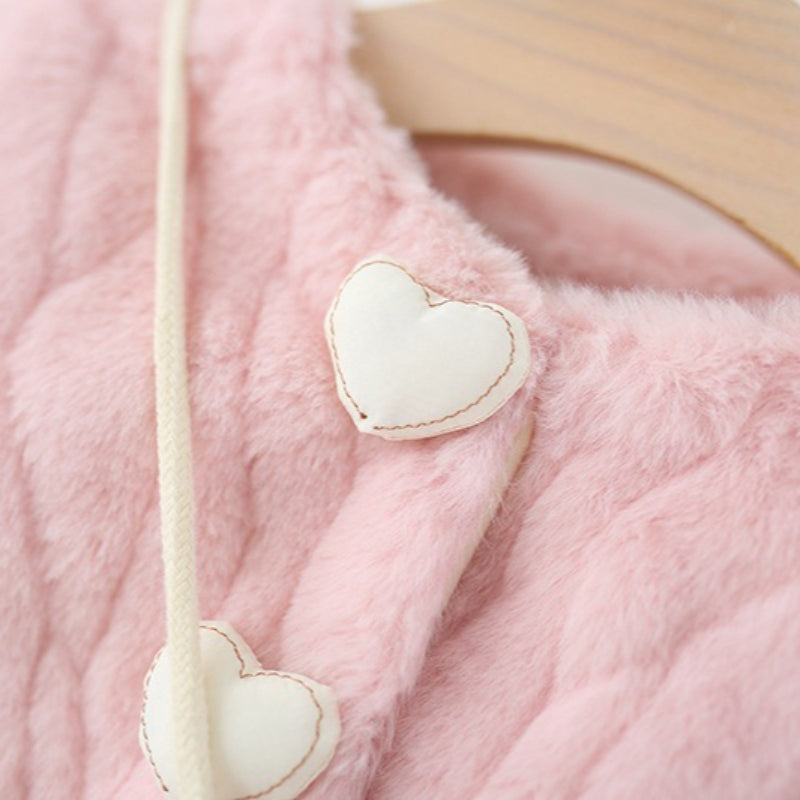 Girls' Winter Round Neck Warm Heart-shaped Coat