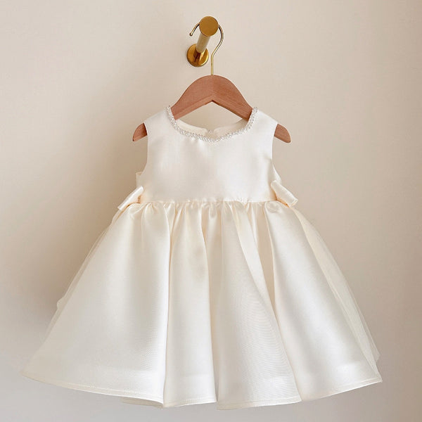 Girls' Communion Dresses Girls' Bow Satin Dresses Flower Girl Dresses