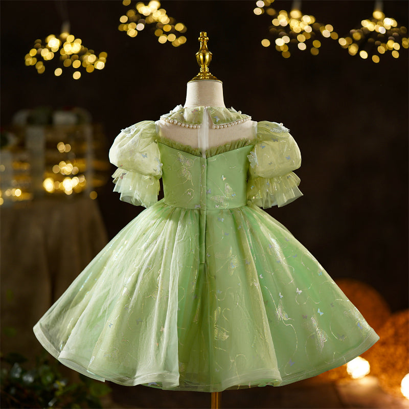 Toddler Pearl Butterfly Collar Sequins Princess Dress