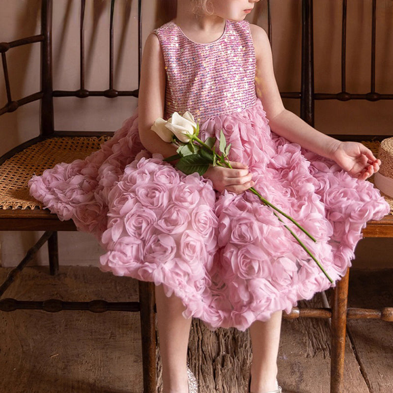 Elegant Baby Rose Blossom Princess Dress Toddler Pageant Dresses