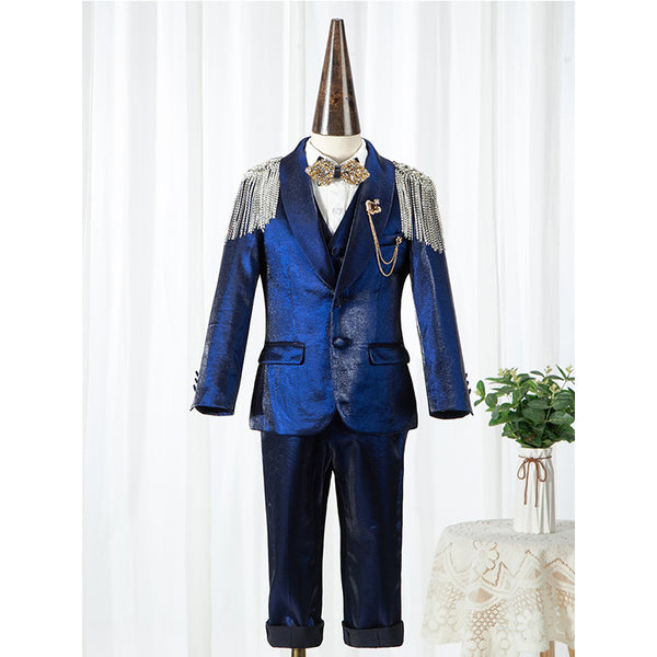 Boys Dark Blue Birthday Suit Wedding Elegant Suit