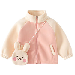 Girls Lambswool Jacket Toddler Lively and Cute Cartoon Tops