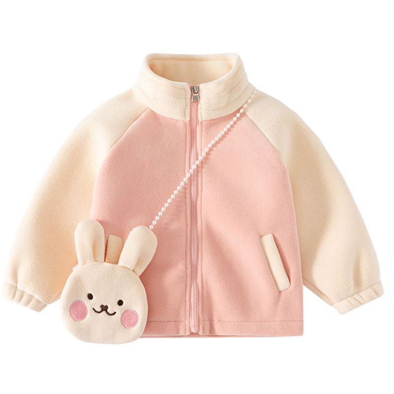 Girls Lambswool Jacket Toddler Lively and Cute Cartoon Tops