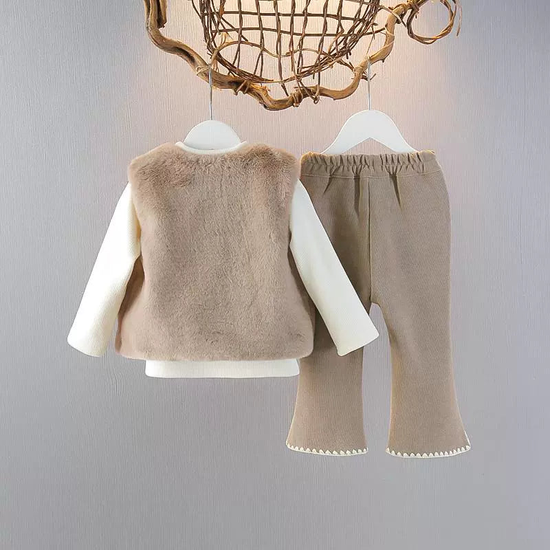 Sweet Girls' Three-piece Turtleneck Vest Suit