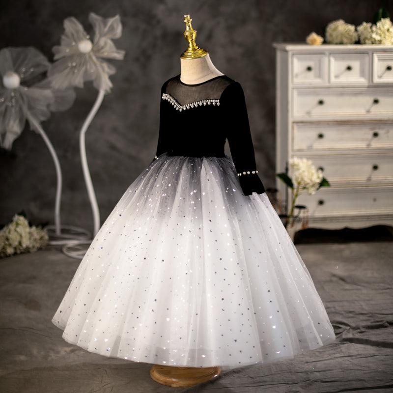 Cute Baby See-through Sequin Princess Dress Toddler Birthday Dresses