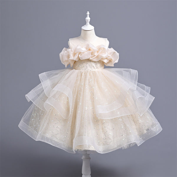 Elegant Baby Girl Mesh Pageant Puffy Dress Toddler Birthday Dress
