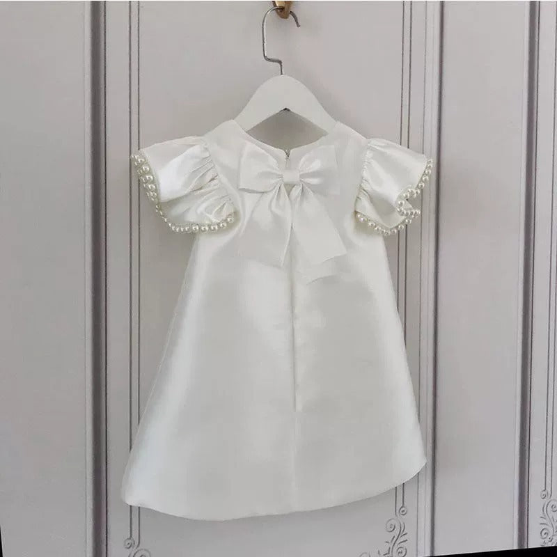 Cute Baby Girl White Dress Toddler Pageant First Birthday Princess Dress