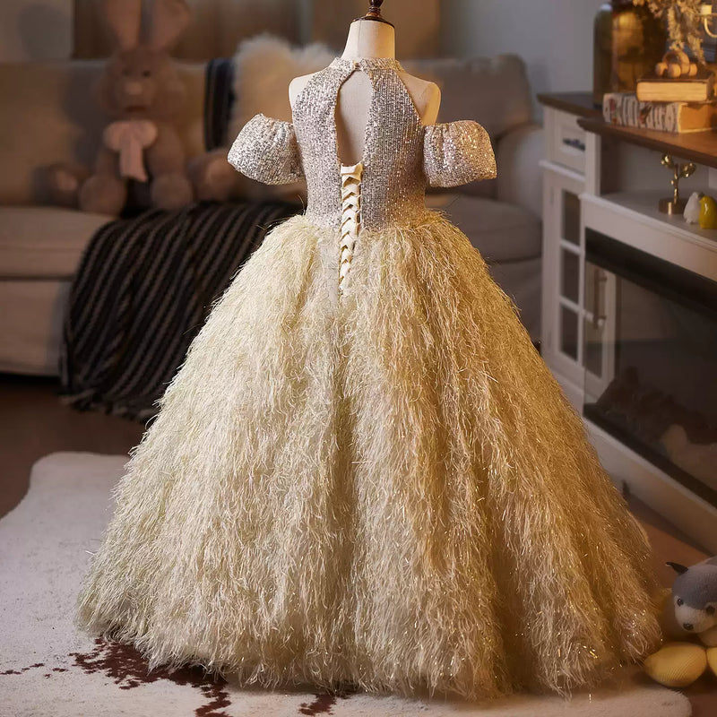 Girls Champagne Ball Gown Children's Birthday Princess Dress Girls Pageant Dress
