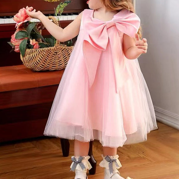 First Communion Dress Girl Formal Princess Dress Summer Bowknot Birthday Party Dress