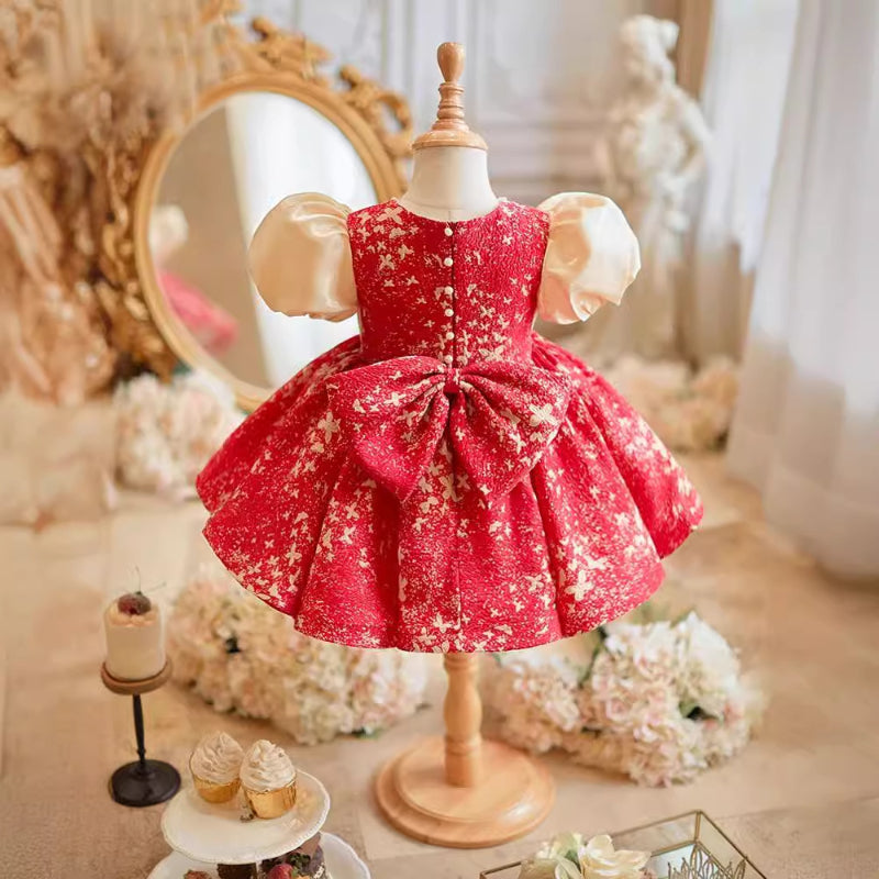 Cute Girls Red and White Contrast Butterfly Print Prom Dress for Toddlers One Year Old Princess Dress Cute Girls Red and White Contrast Butterfly Print Prom Dress for Toddlers One Year Old Princess Dress