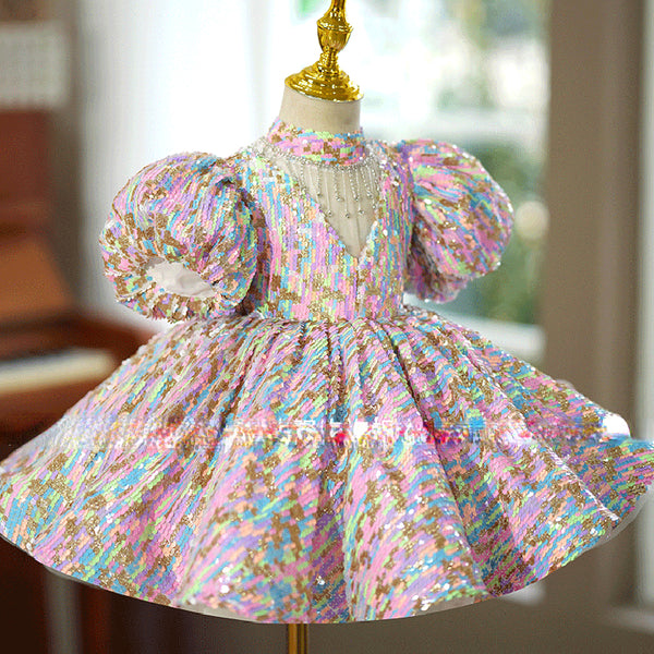 Elegant Baby Girls Beauty Pageant Dress Toddler Sequin Party Princess Dress